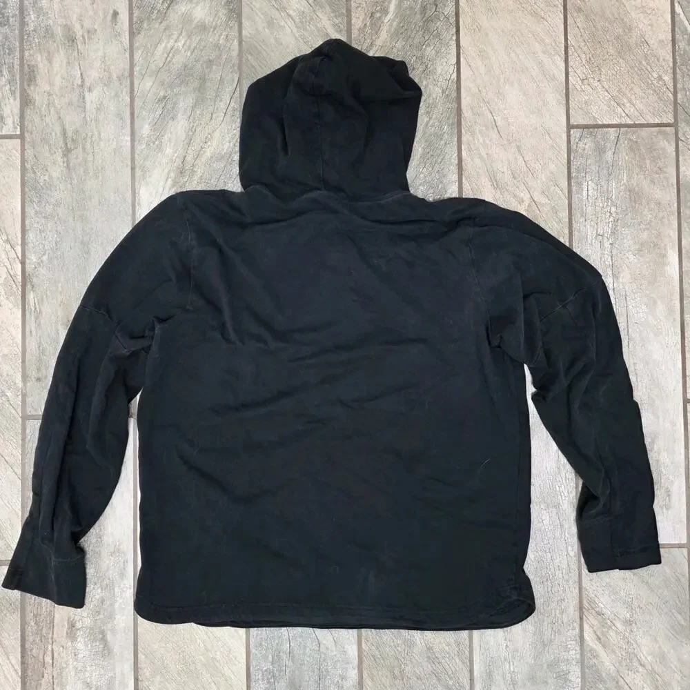 Adidas Hoodie Mens Large Black Pullover Big Logo Sweatshirt Pocket Casual